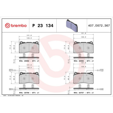 Brembo Bremsbelagsatz, Scheibenbremse PRIME LINE P 23 134