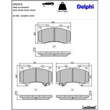 Delphi Bremsbelagsatz, Scheibenbremse LP2712