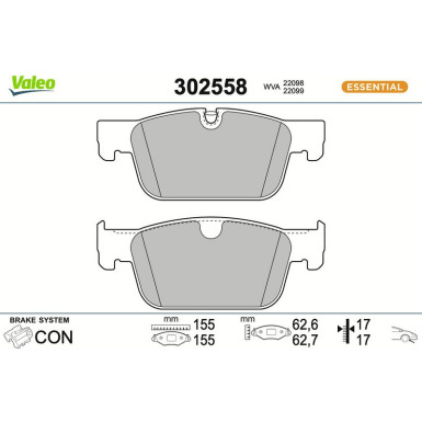 Valeo | Bremsbelagsatz, Scheibenbremse | 302558