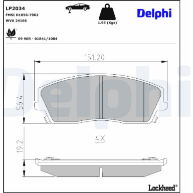 Delphi | Bremsbelagsatz, Scheibenbremse | LP2034