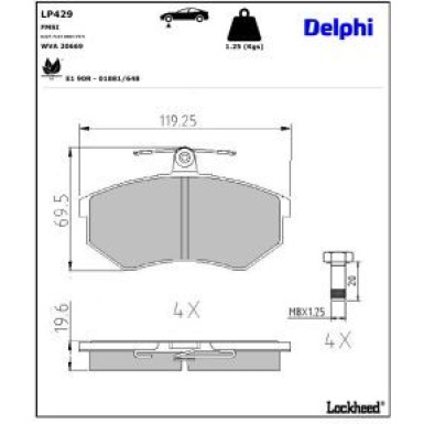 Delphi Bremsbelagsatz, Scheibenbremse LP429 Delphi Bremsbelagsatz, Scheibenbremse LP429