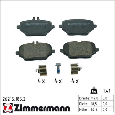 Zimmermann Bremsbelagsatz, Scheibenbremse 26215.185.2