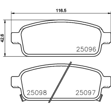 Hella | Bremsbelagsatz, Scheibenbremse | 8DB 355 015-221