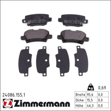 Zimmermann Bremsbelagsatz, Scheibenbremse 24086.155.1