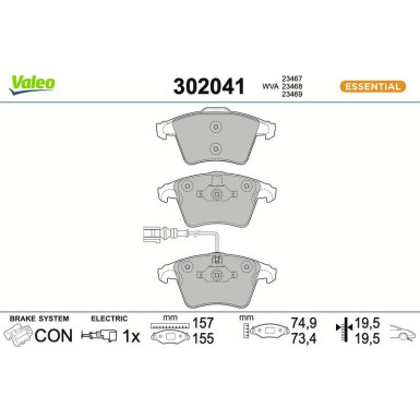 302041 Bremsbelagsatz, Scheibenbremse ESSENTIAL