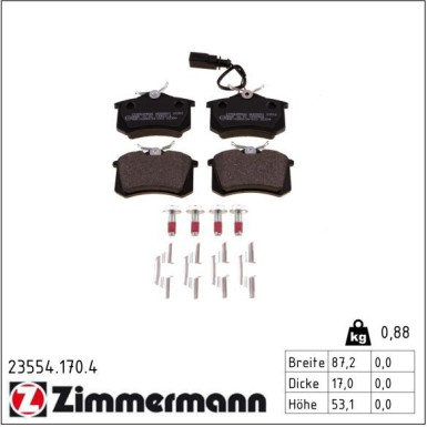 Zimmermann Bremsbelagsatz, Scheibenbremse 23554.170.4