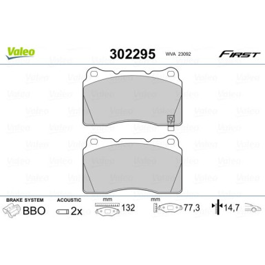 Valeo | Bremsbelagsatz, Scheibenbremse | 302295