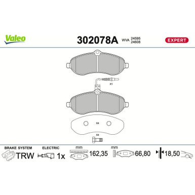 Valeo Bremsbelagsatz, Scheibenbremse EXPERT 302078A