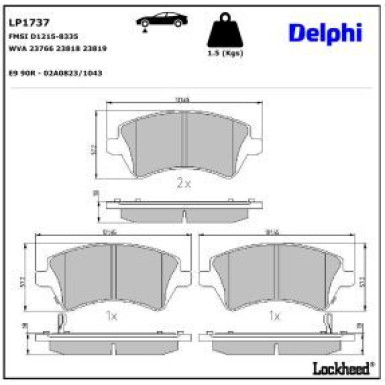 Delphi Bremsbelagsatz, Scheibenbremse LP1737