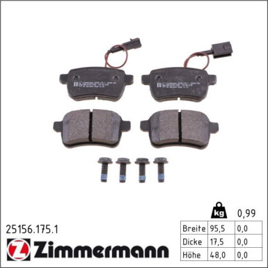 Zimmermann Bremsbelagsatz, Scheibenbremse 25156.175.1