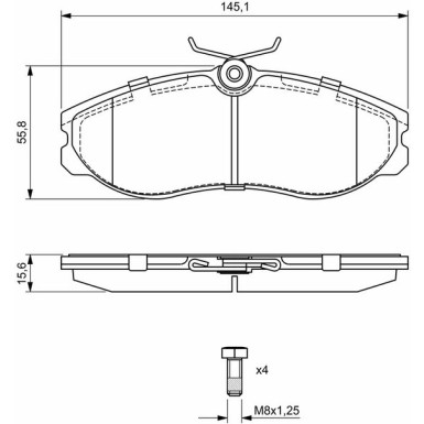 BOSCH Bremsbelagsatz, Scheibenbremse 0 986 424 204