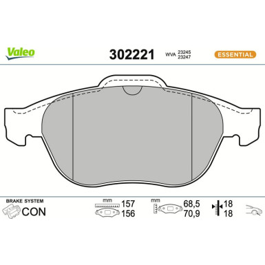 Valeo | Bremsbelagsatz, Scheibenbremse | 302221