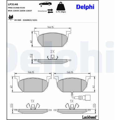 LP3146 Bremsbelagsatz, Scheibenbremse