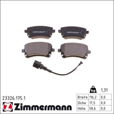 Zimmermann Bremsbelagsatz, Scheibenbremse 23326.175.1