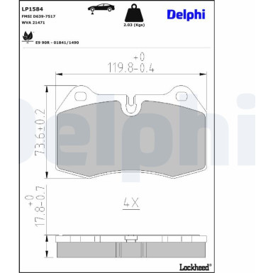 LP1584 Bremsbelagsatz, Scheibenbremse