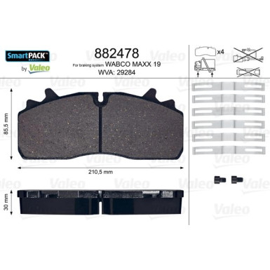 Valeo | Bremsbelagsatz, Scheibenbremse | 882478