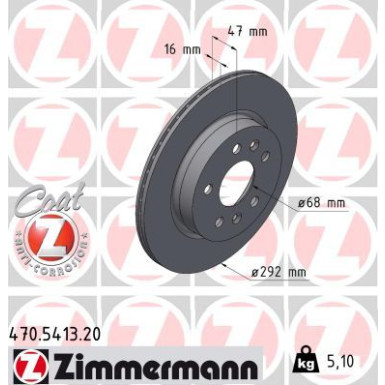 Zimmermann Bremsscheibe Coat Z 470.5413.20