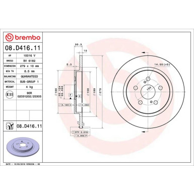 Brembo Bremsscheibe PRIME LINE - UV Coated 08.D416.11