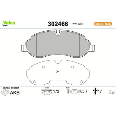 Valeo | Bremsbelagsatz, Scheibenbremse | 302466