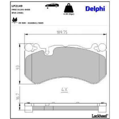 Delphi Bremsbelagsatz, Scheibenbremse LP2149