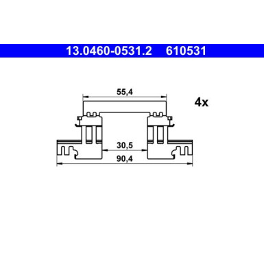 ATE | Zubehörsatz, Scheibenbremsbelag | 13.0460-0531.2