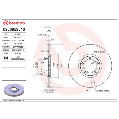 Brembo | Bremsscheibe | 09.6959.10