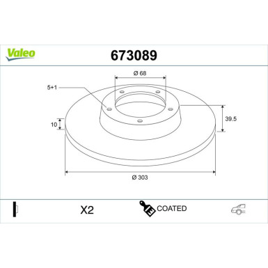Valeo Bremsscheibe COATED 673089