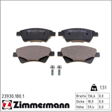 Zimmermann Bremsbelagsatz, Scheibenbremse 23930.180.1