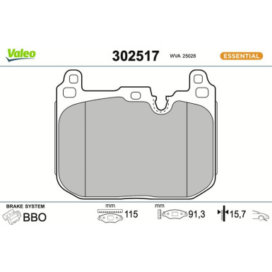 Valeo | Bremsbelagsatz, Scheibenbremse | 302517