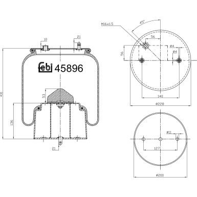 FEBI BILSTEIN 45896 Federbalg, Luftfederung FEBI BILSTEIN 45896 Federbalg, Luftfederung