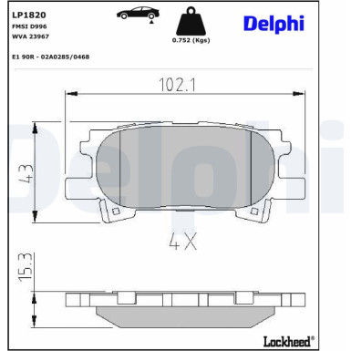 LP1820 Bremsbelagsatz, Scheibenbremse