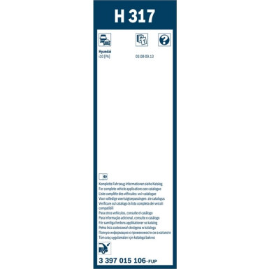 BOSCH H 317 Scheibenwischer Rear 3 397 015 106