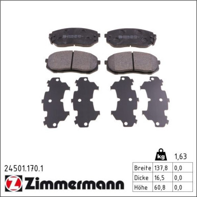 Zimmermann Bremsbelagsatz, Scheibenbremse 24501.170.1