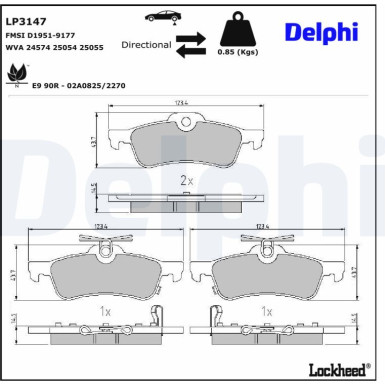 Delphi | Bremsbelagsatz, Scheibenbremse | LP3147
