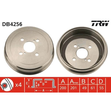 TRW | Bremstrommel | DB4256