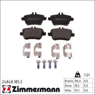 Zimmermann Bremsbelagsatz, Scheibenbremse 24848.185.2