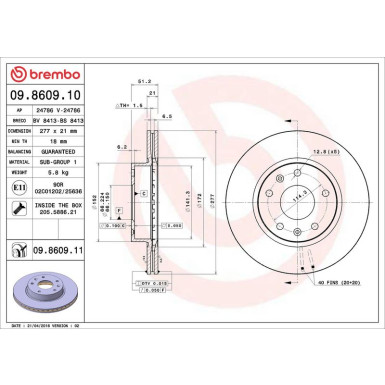 Brembo Bremsscheibe PRIME LINE - UV Coated 09.8609.11