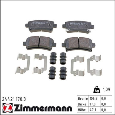 Zimmermann Bremsbelagsatz, Scheibenbremse 24421.170.3