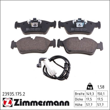 Zimmermann Bremsbelagsatz, Scheibenbremse 23935.175.2