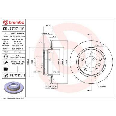 09.7727.11 Bremsscheibe PRIME LINE - UV Coated