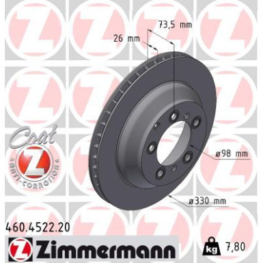 Zimmermann | Bremsscheibe | 460.4522.20