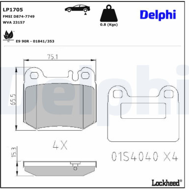 LP1705 Bremsbelagsatz, Scheibenbremse