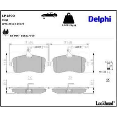 Delphi Bremsbelagsatz, Scheibenbremse LP1890