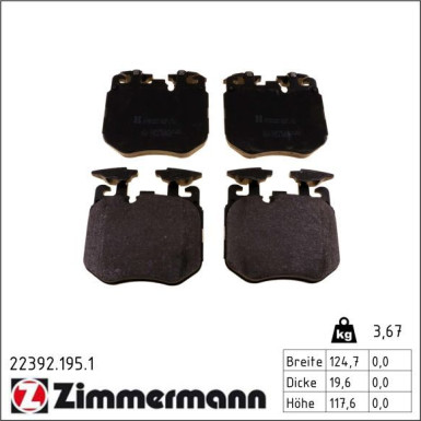 Zimmermann Bremsbelagsatz, Scheibenbremse 22392.195.1