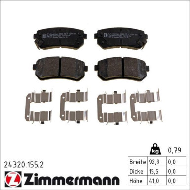 Zimmermann Bremsbelagsatz, Scheibenbremse 24320.155.2