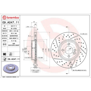 Brembo | Bremsscheibe | 09.A047.11 Brembo | Bremsscheibe | 09.A047.11