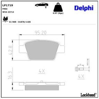 Delphi Bremsbelagsatz, Scheibenbremse LP1719