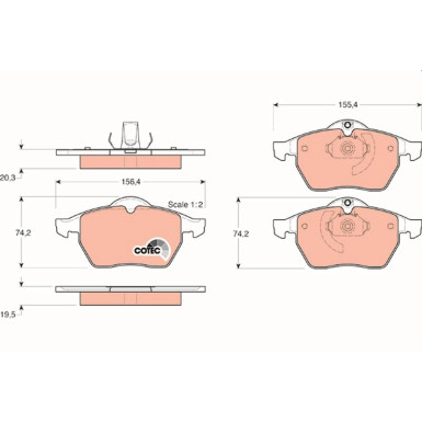 TRW Bremsbelagsatz, Scheibenbremse COTEC GDB1271