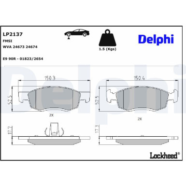 Delphi | Bremsbelagsatz, Scheibenbremse | LP2137 Delphi | Bremsbelagsatz, Scheibenbremse | LP2137