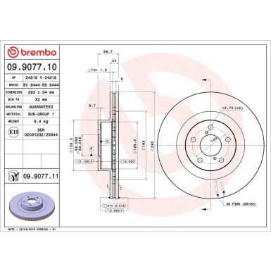 Brembo Bremsscheibe PRIME LINE - UV Coated 09.9077.11